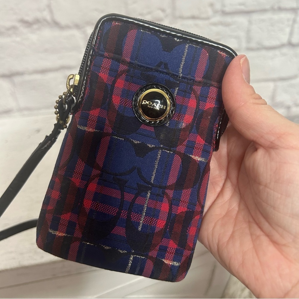 Coach Red and Blue Plaid Wallet - Picture 7 of 12